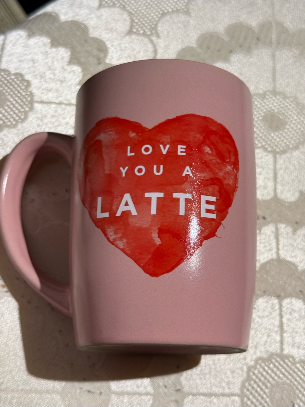 Pink Ceramic 'Love You a Latte' Heart Mug